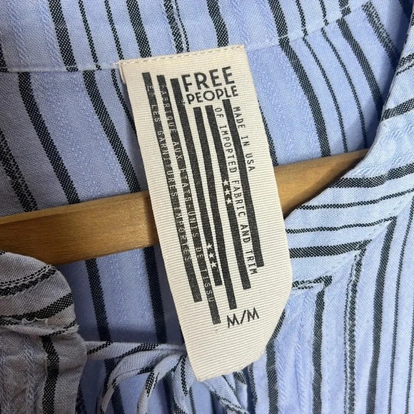 FREE PEOPLE Rhythm Of The Night Striped Rayon Tunic Peasant Blouse - Picture 7 of 9